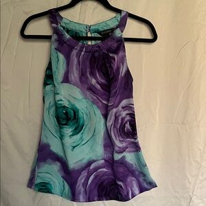 White House Black Market Purple and Teal Floral Tank Top